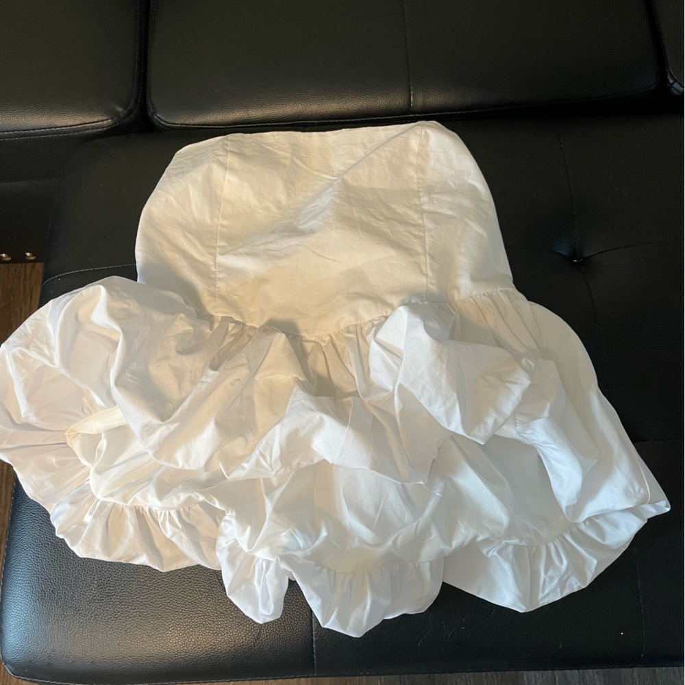 White Ruffled Strapless Shirt